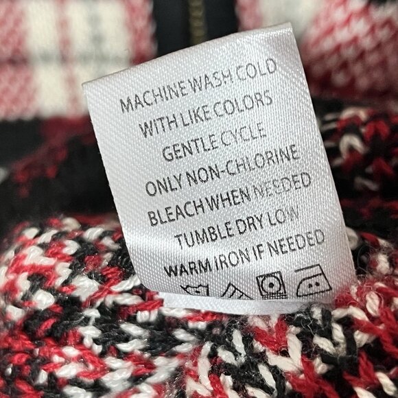 Appleseeds Cardigan Sweater LP Wool Blend Plaid Holiday Christmas Full Zip - Picture 7 of 7